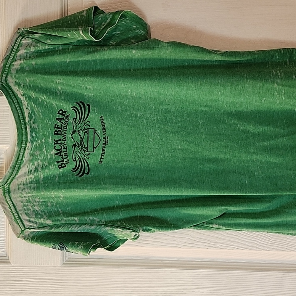 Green V-neck Harley Davidson shirt - Picture 3 of 3
